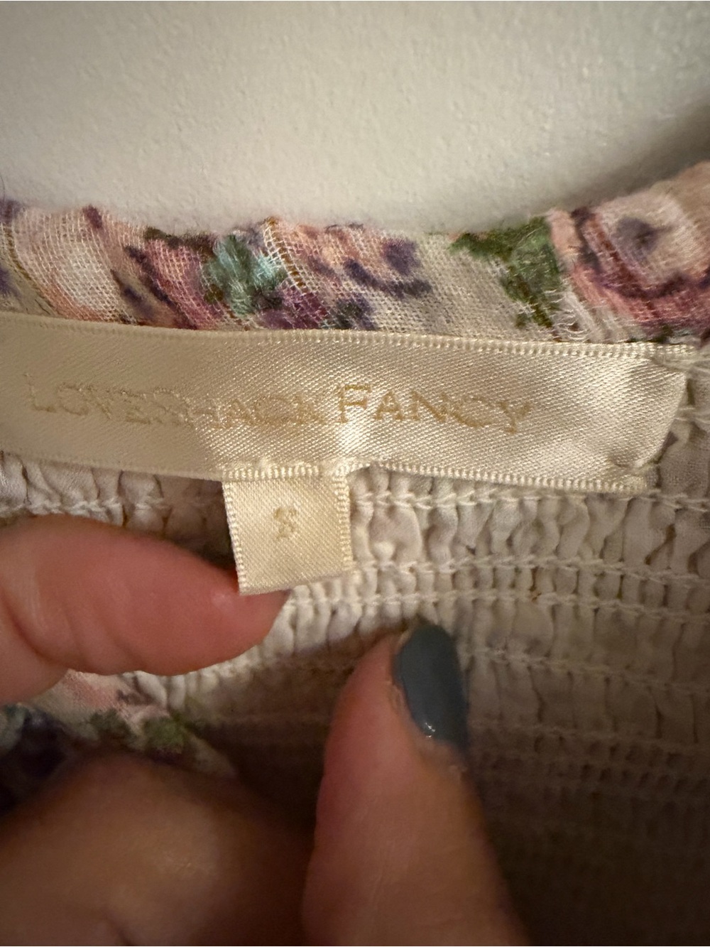 LoveShackFancy Pastel Lavender Floral Ruffle Crop Top - Picture 3 of 4
